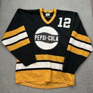 Maska Superfil Pepsi Cola Jersey Black Yellow Made In Canada VTG